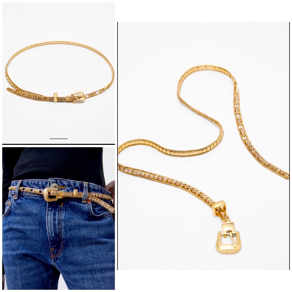 Zara crystals jewel blinged & gold belt